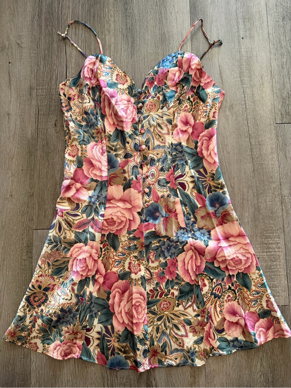 Vintage Gold Label Victorias Secret Floral Slip